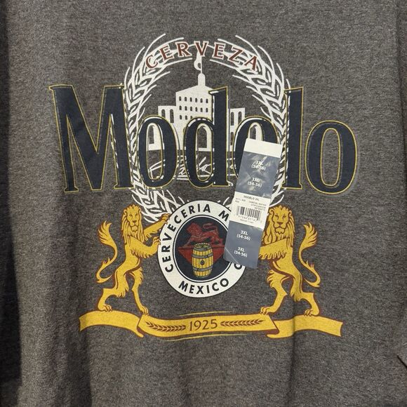 Modelo Beer 3XL T-Shirt Men's Graphic Tee Charcoal Grey Cerveza Logo Top Lion - Picture 2 of 6